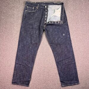 Levis 501 Jean Men 41x31 Dark Indigo Grunge Straight Classic Button Fly Tag42x34